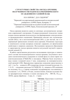 Структурные свойства оксида кремния, полученного методом плазмохимического осаждения из газовой фазы