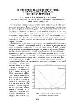 Исследование изменения фокуса линзы в зависимости от мощности источника излучения