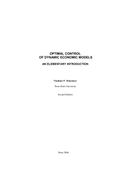 Optimal control of dynamic economic models. An elementary introduction - Second edition