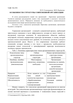 Особенности структуры современной организации